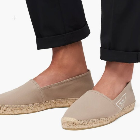 Prada Gabardine Fabric Espadrilles, Beige, 8 Mens - Picture 1 of 8